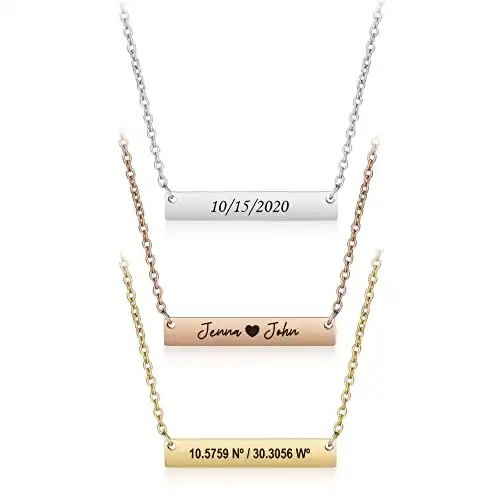 Personalized bar necklace for women