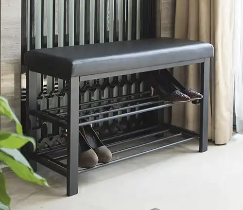 Entryway Shoe Rack with Cushioned Seat