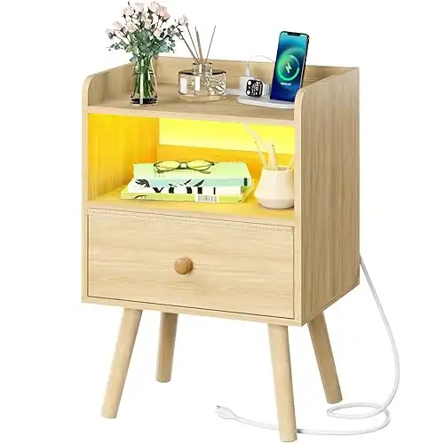 Modern Nightstand with Charging Station