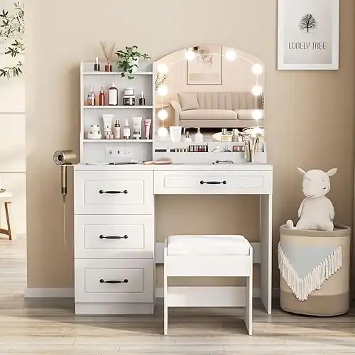 Makeup Vanity Desk with Integrated Lights